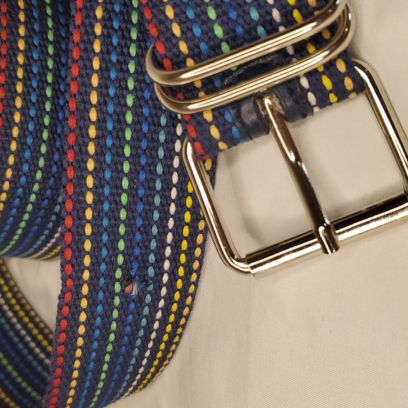 Belt Webbed Navy Blue With Rainbow Stitching - Picture 4 of 5